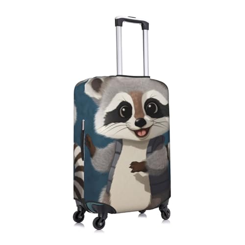FEMOS Cute Raccoon - Travel Suitcase Cover Elastic Luggage Covers Trolley Protector Cover Fits 18-32 Inch Luggage3