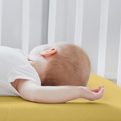 Image of Sweet Jojo Designs 2-Piece Baby Bassinet Sheets Set (White and Yellow Boho Sun) for Girls or Boys, Infant Newborn Nursery, Oval, Rectangle & Hourglass Mattress (Solid Mustard & Celestial Sky, Desert)