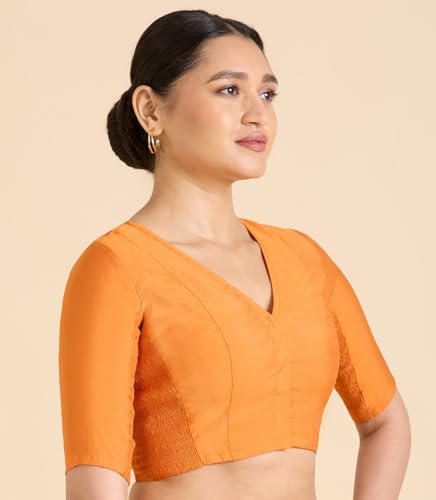 Image of Studio Shringaar Women's Cotton Stretchable (Smocked) Readymade Saree Blouse with Underarm Sweat Pads (Pack of 14 Pads)