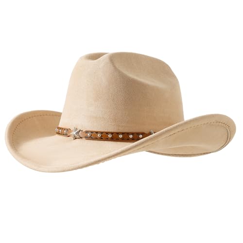 Jastore Kids Cowboy Hat for Girls Boys Western Cowgirl Hat with Buckle Belt Wide Brim Fedora Hat Dress Up Costume2