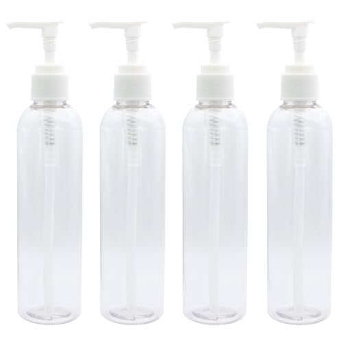 8 oz Heavy Duty Clear Cosmo Plastic Bottles with White