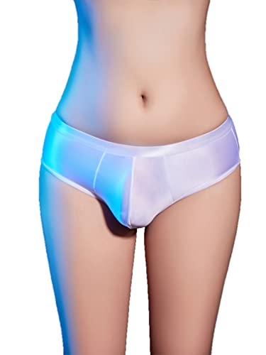 AGJGFM Men's Sissy Glossy Semi See Through Panties Low Rise Bulge Pouch Bikini Briefs