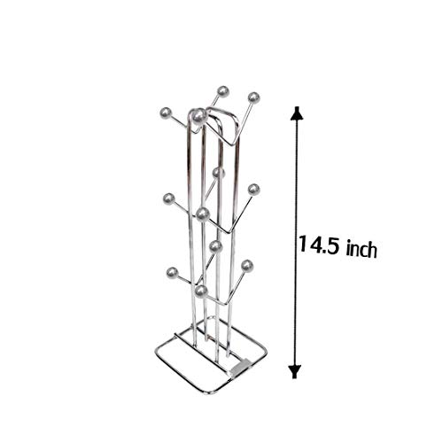 Image of Zepdos Stainless Steel Tabletop Mount Cup Rack for Kitchen, Hanging Shelves, Ideal For Kitchen, Coffee, and Tea Mug Display, Space Saving Tea Cup Storage Stand (Silver)