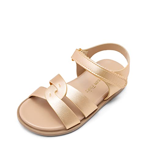 Image of DREAM PAIRS Girls Sandals Open Toe Princess Flat Sandals Strappy Summer Shoes Toddler /Little Kid