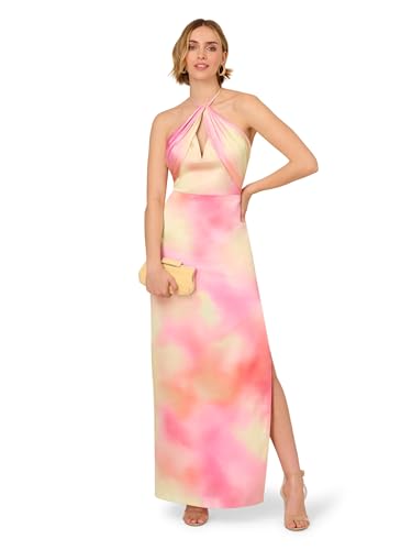 Image of Adrianna Papell Printed Sateen Long Dress