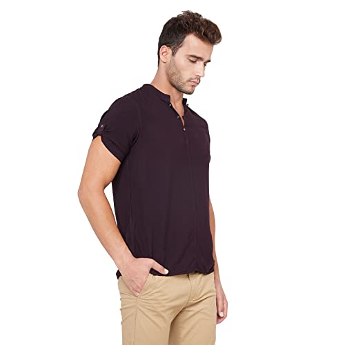 Image of Identiti Short Sleeves Solid Slim Fit 100% Viscose Casual Shirt /Kurta for Men