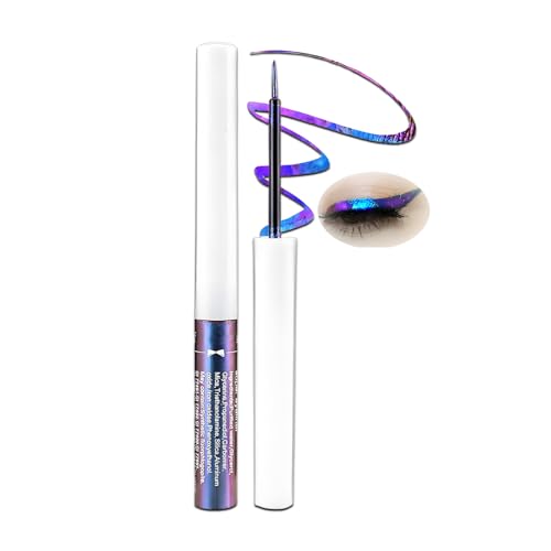 Purple Liquid Eyeliner Pen – Smudge-Proof Waterproof Long-Lasting Eye Pencil, Glitter Eyeshadow Makeup for Daily Use & Stage Performance, Quick-Drying Metallic Holographic Finish (Purple)
