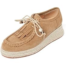Loafers for Women Espadrilles Wedges Lace up Loafers Platform Suede Closed Round Toe Shoes Comfortable Fashion Shoes