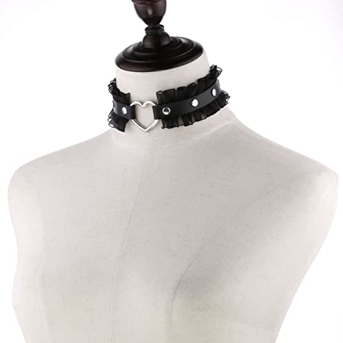 winying Damen Samt Choker Halskette PU Leder Halsband mit Fliege Glöckchen Anhänger Punk Gothic Kragen Modeschmuck – Bild 4