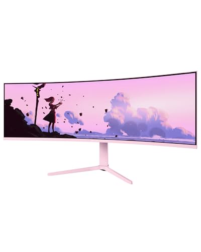 Image of Arozzi Curved Gaming Monitor Nova 49 inch VA 165Hz - Computer Monitor Ultrawide QHD 1440p - Adaptive Sync, HDR10 & Flicker Free Display - 100% sRGB Color Accuracy - PC & Console Ready - Pink