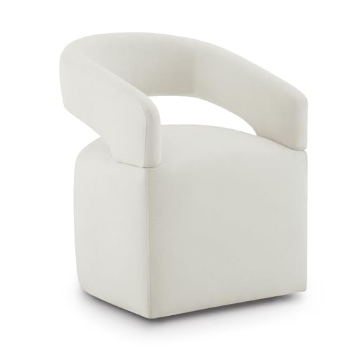 Image of KISLOT Upholstered Dining Chairs Set of 1 with Casters, White