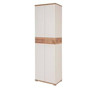 Germania 3774-513 Garderobenschrank GW-Topix in Weiß/Navarra-Eiche-Nachbildung, 59 x 199 x 40 cm (BxHxT)