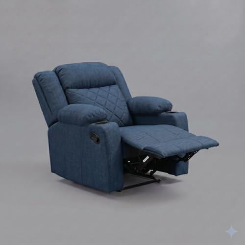 Image of Amazon Brand - Solimo Cosmo | Single Seater Sofa Recliner | Manual Recliner (Velvet Blue) | 1 Year Warranty