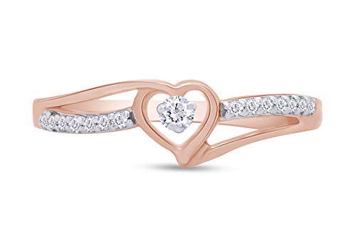 AFFY Split Shank Heart Promise Ring in 14k rose gold over silver