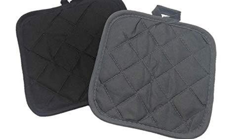 Kitchen Decor - Oven Mitts - Potholders - Towel Linen Set (8 Pc) Clean Classic Black And Gray Color Combination - Kitchen Towel Potholder Scrubber Dishcloth Oven Mitt Set - Kitchen Decorations #TOP3