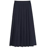 Girls Back to School Pleated Maxi Skirt Classic Elastic Waist A-Line Uniform Skirts for 11-18 Years