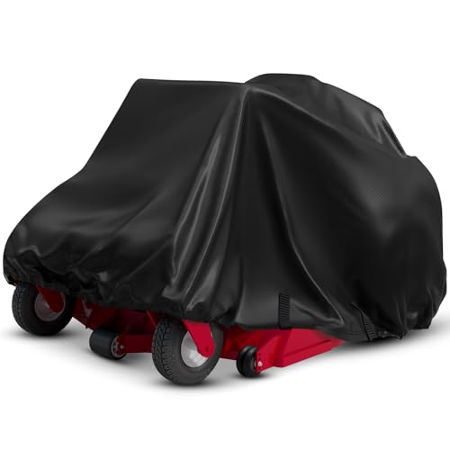 ADODIECA Zero Turn Mower Cover, Heavy Duty 600D Polyester Oxford Lawn Mower Cover Fits Decks up to 60", Against Water, UV, Dust, Dirt, Wind, Tractor Cover for Outdoor
