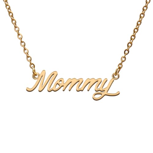 GR859C Mommy Name Tag Necklaces for Her His Friends Familys Relationship Memory Jewelry Gift