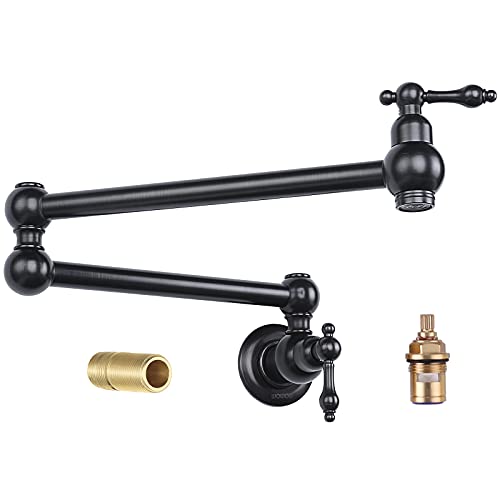 Get Cheap Price WOWOW Pot Filler Faucet Wall Mount Brass Faucets Kitchen Double Handle Oil Rubbed Bronze Faucet Commercial Folding Kitchen Faucet Stretchable Double Joint Swing Arm Faucet Copper Single Hole Faucet