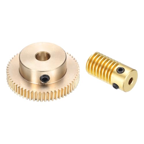 QUARKZMAN Worm Gear Set - 0,5 Modul 60:1 Reduktionsrate 3mm Lochdurchmesser Getriebewelle und 6mm Lochdurchmesser Zahnrad 60T Antriebsgetriebe (Messing)