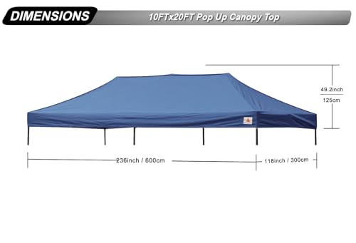 Image of ABCCANOPY Replacement Canopy Top for Pop Up Canopy Tent 10x20 Navy Blue