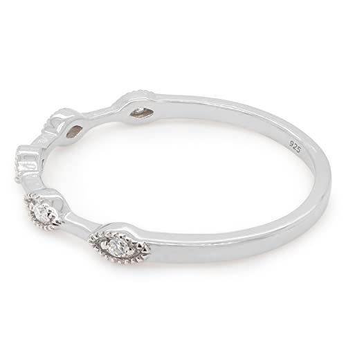 SAVEARTH DIAMONDS 1/20 Carat Round Cut Lab Created Moissanite Diamond Station Wedding Band Ring for Women In 14K Gold Over Sterling Silver (VVS1 Clarity, 0.05 Cttw)4