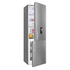 Exquisit Kühl-Gefrierkombination, Kühlschrank mit Gefrierfach, 268 Liter, Wasserspender, 4-Sterne-Gefrierfach, Temperaturregelung, KGC5265-70-H-WS-010E inoxlook