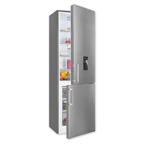 Exquisit Kühl-Gefrierkombination, Kühlschrank mit Gefrierfach, 268 Liter, Wasserspender, 4-Sterne-Gefrierfach, Temperaturregelung, KGC5265-70-H-WS-010E inoxlook