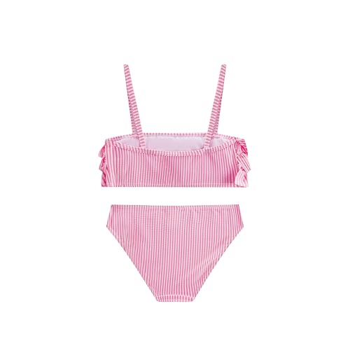 LIZENS Girls Two Piece Striped Bikini Set Swimwear Flounce Ruffle Trim 2-12Years Beach Bathing Swimsuit2