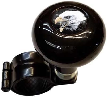 Black Steering Wheel Spinner Power Handle Knob, Custom Logo, Metal, Round, 2.38 x 5.75 x 4.75 inches, Military, Universal Fit, 1 Piece, Automotive, Steering Wheel Spinner Knob