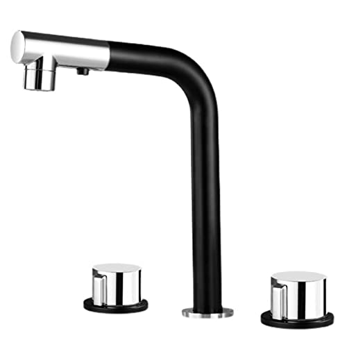 Robinet de lavabo extractible laiton chrome 3 trous eau chaude et froide salle de bain
