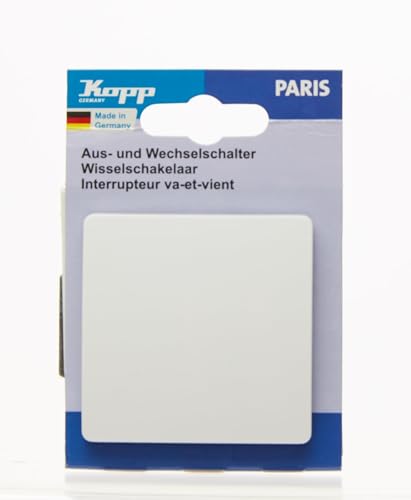 Kopp PARIS Universalschalter in Arktis-Weiß - Lichtschalter-Unterputz mit 10AX Schaltvermögen - Hochwertiger IP20 Schalter mit Steckklemmen - Stilvoller Wechselschalter-Unterputz 250V~