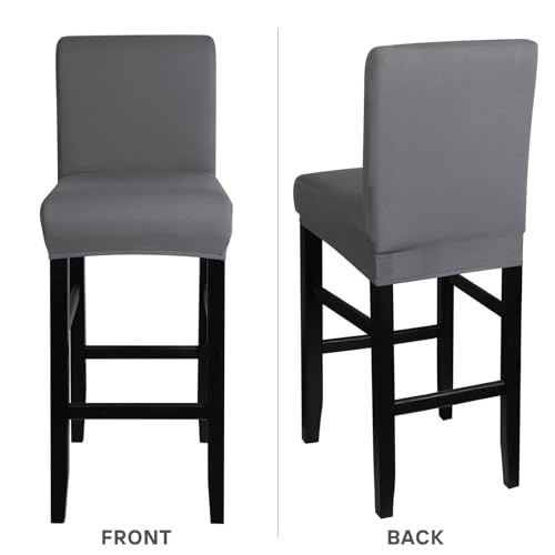 Image of SearchI Bar Stool Covers Set of 4, Stretch Washable Barstool Seat Covers, Counter Height Chair Covers for Kitchen Dining Room Cafe (Pure Grey)