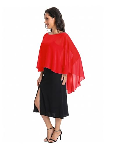 Image of Baoqiya Chiffon Capes Sheer Capelets Long Cape Poncho For Women Plus Size
