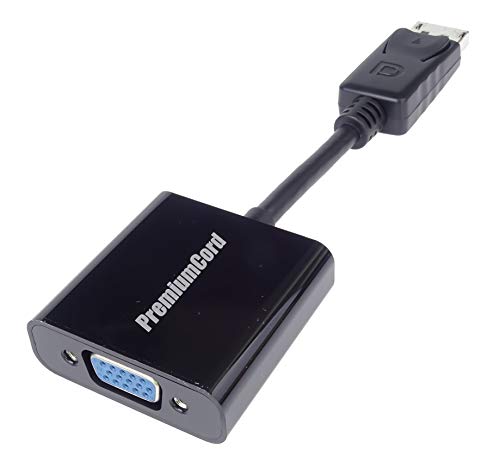 PremiumCord Displayport to VGA Adapter, Video Full HD 1080p 60Hz, DisplayPort Male to VGA Female, Length: 15 cm, Black