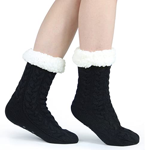 Image of Slipper Socks for Women with Gripper - Winter Non Slip Thick Fuzzy Socks - Warm Cozy Christmas Gift