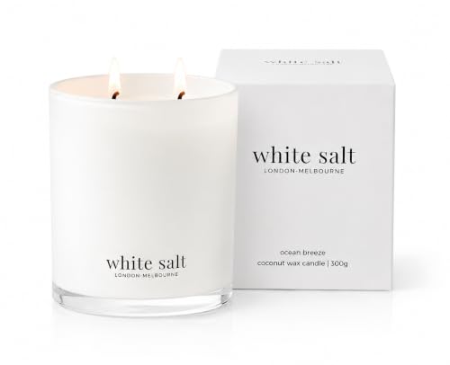 Image of White Salt London Melbourne Ocean Breeze Scented Candle | Large Coconut Wax Candle | 55 Hour Burn | Pure Essential Oils | Luxury Home Fragrance | Hand Poured | Candle Gift for Women