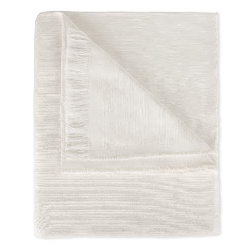 MERCURY TEXTIL- Colcha Plaid Multiusos 50% algodón 50% Poliéster, Jarapas para Sofá, Liso y Rayas, Manta Cubre Cama Foulard (180x290cm, Liso Hueso)