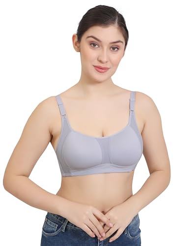 Image of GLAMORAS Nylon Blend Full Coverage Minimizer Everyday Bra for Women | Seamless, Wirefree, Padded Everyday Bra with Soft Cups | Size: 34-42, B Cup