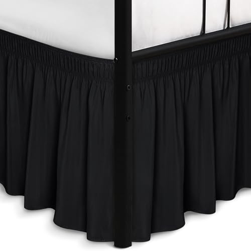 Wrap Around Bed Skirt Split Corners Twin & Twin XL-Dorm Elastic Dust Ruffle
