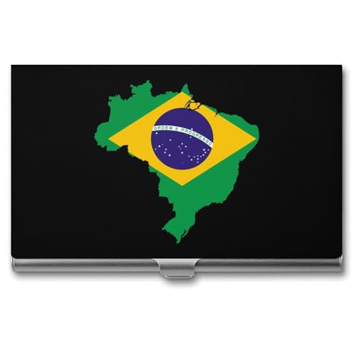 Flag Map of Brazil Business Card Holder Slim Credit Case Pocket Name Case Wallet for Men Women