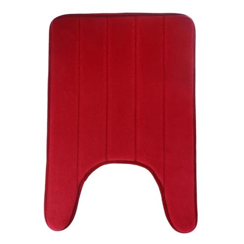 Fyrwqm Tapis de Bain en Mousse à mémoire de Forme en Forme de U, for Toilettes, Salle de Bain, en Molleton de Corail, antidérapant, for Sol, décoration de Maison (Size : Red)