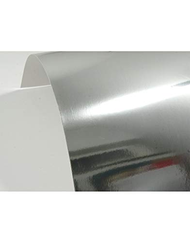 Netuno 10 hojas cartulina espejo plateado A4 210 x 297 mm 300 g Mirror Silver cartón metalizado una cara papel efecto espejo para tarjetas de felicitación invitaciones scrapbooking cumpleaños bodas