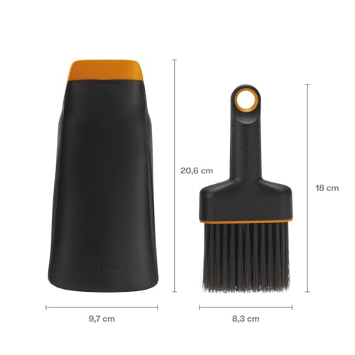 Fiskars Pflanzschaufel mit Bürste, 20,6-cm-Pflanzschaufel, 18-cm-Bürste, Kunstharz, Schwarz/Orange, 1071302