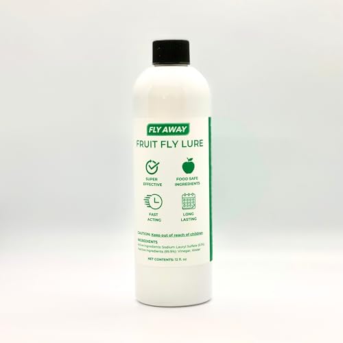 Fly Away Fruit Fly Liquid Lure - Trap Fruit Flies Fast. Safe Around Food. Fruit Fly Trap Indoor Bait for Kitchens, Restaurants, and Bars. Use Alone or as Refill for Fly Away Fruit Fly Trap Kit (12 oz)