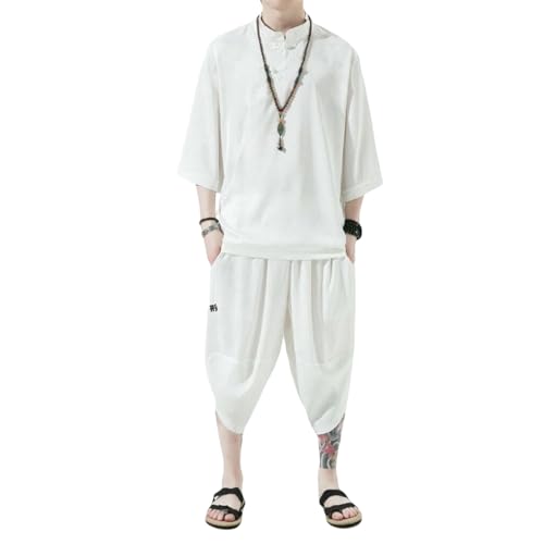 Ensemble jacquard feuille homme style chinois boutons grenouille haut de gamme