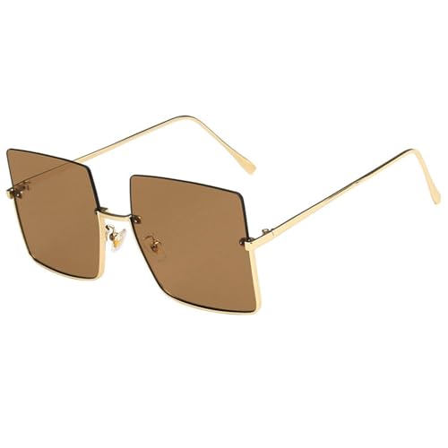 helena Trendy Rimless Square Sunglasses Womens Big Oversized Semi-Rimless Metal Frame Champagne Sunglasses for Women2