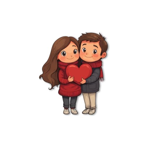 Image of Bhai Please Cute Couple with Heart Theme Wooden Fridge Magnet - Couple Gift