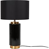 wilko Clara Table Lamp, Ceramic Base, Black with Gold Metallic Accents, Modern Shade