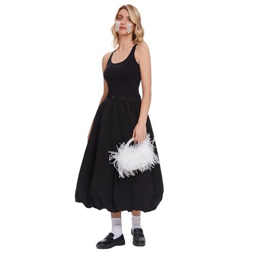 Image of Miuco Real Natural Ostrich Feather Beaded Handbags For Women Handmade | Evening Bags Clutch Purse